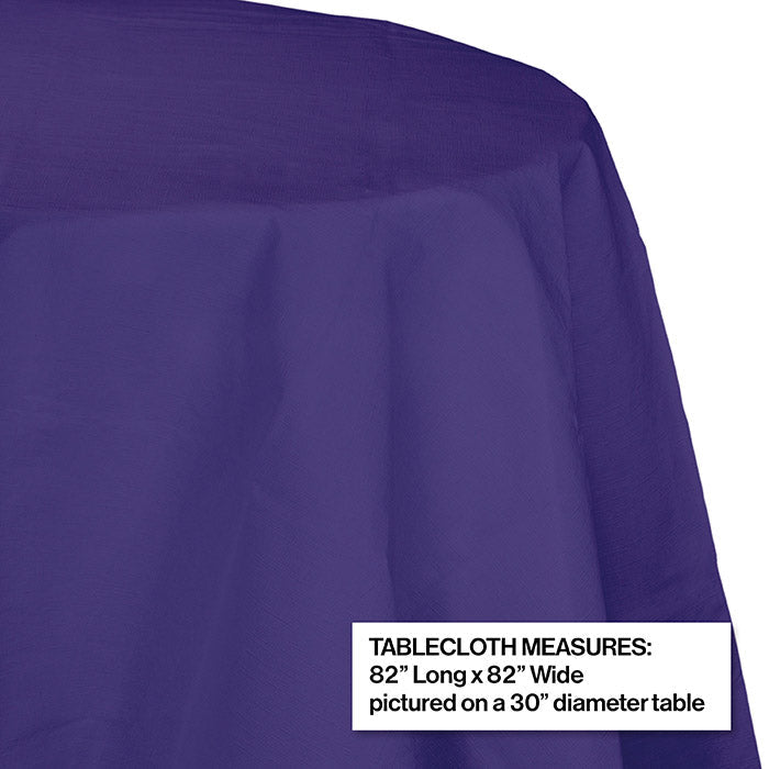 Party Decorations Purple Round Polylined TIssue Tablecover, 82"