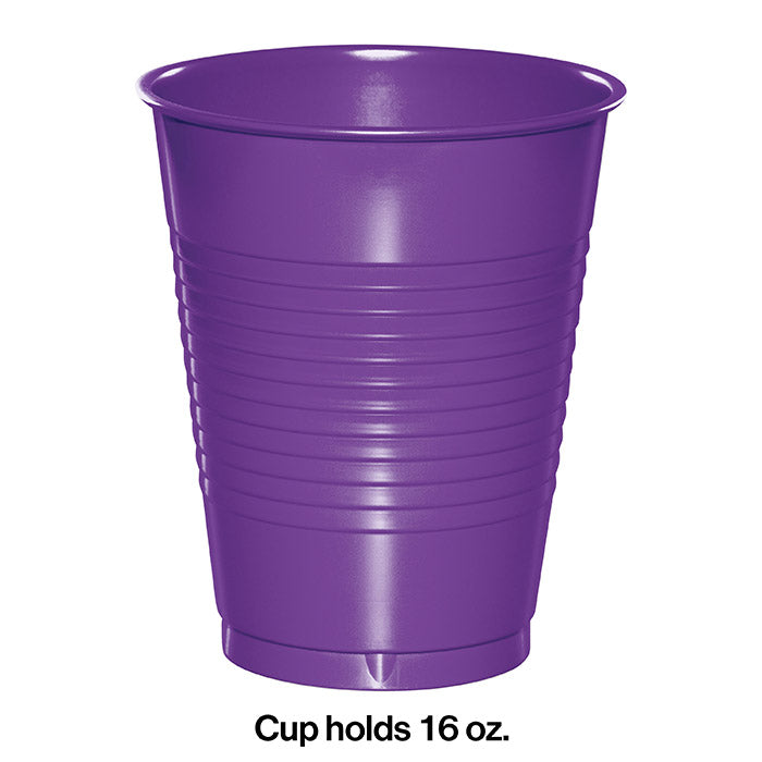 Party Decorations Amethyst Purple 16 Oz Plastic Cups, 20 ct