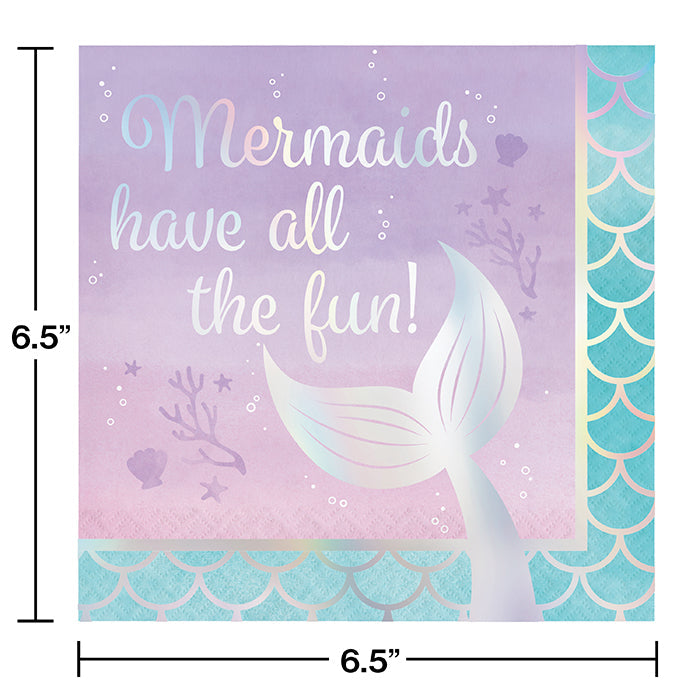 Party Decorations Iridescent Mermaid All The Fun Napkins, 16 ct