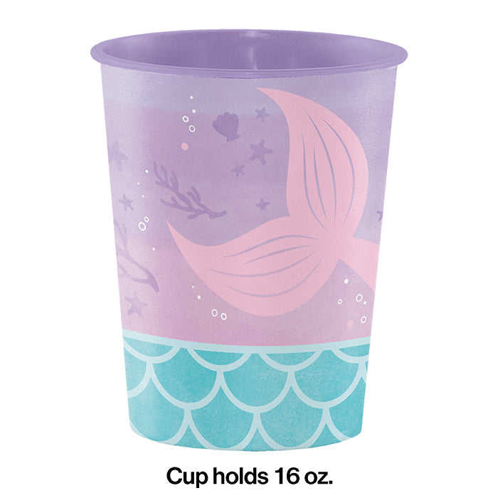 Party Decorations Mermaid Shine Plastic Keepsake Cup 16 Oz.