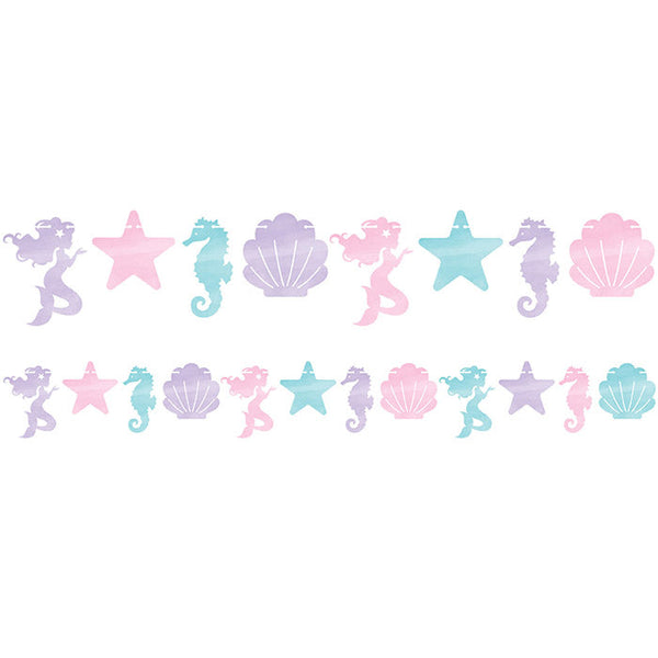 Party Decorations Mermaid Shine Shaped Banner W/Twine