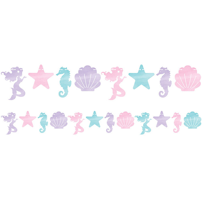 Party Decorations Mermaid Shine Shaped Banner W/Twine