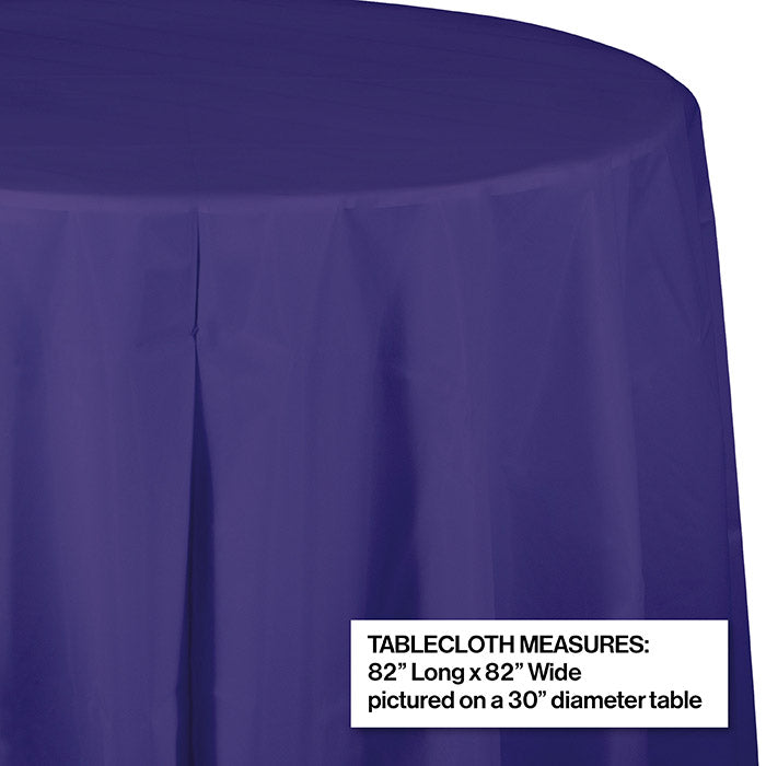 Party Decorations Purple Round Plastic Tablecover, 82"