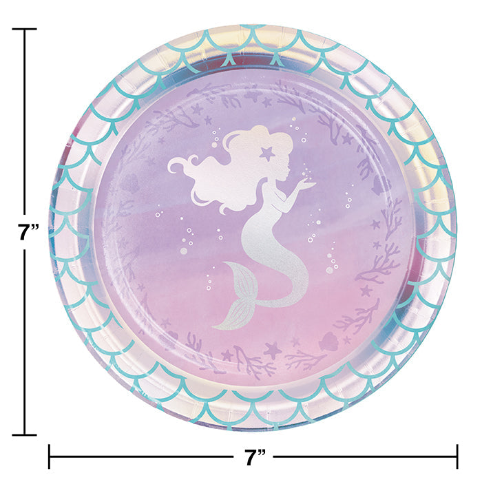 Party Decorations Iridescent Mermaid Party Paper Dessert Plates, 8 ct