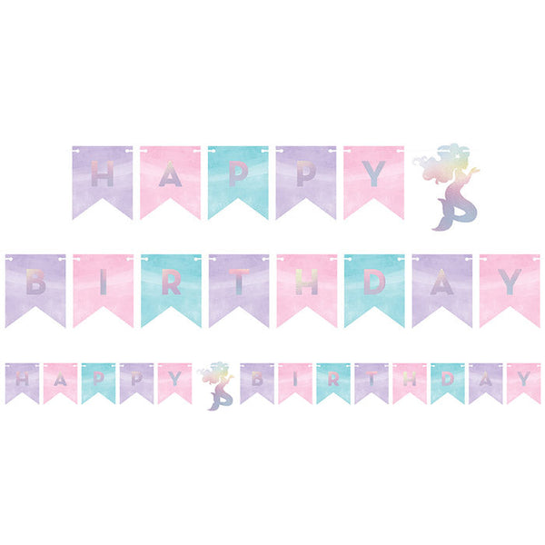 Party Decorations Iridescent Mermaid Party Happy Birthday Banner