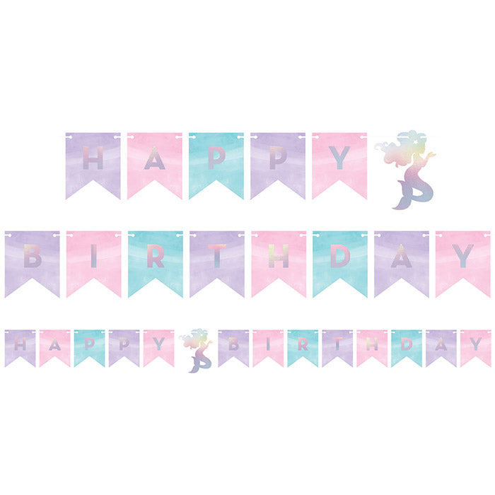 Party Decorations Iridescent Mermaid Party Happy Birthday Banner