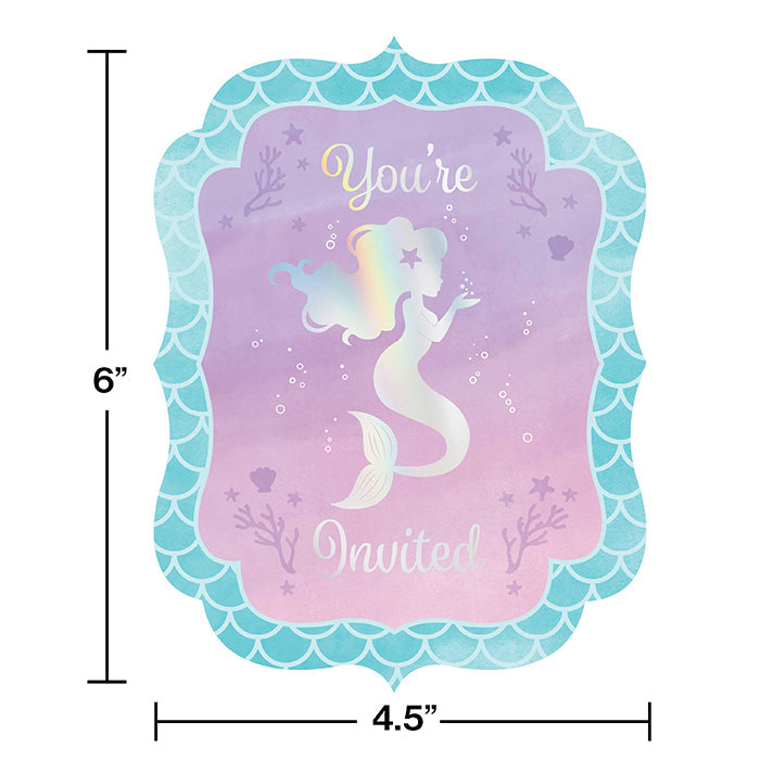 Party Decorations Mermaid Shine Invitation Postcard, 8 ct