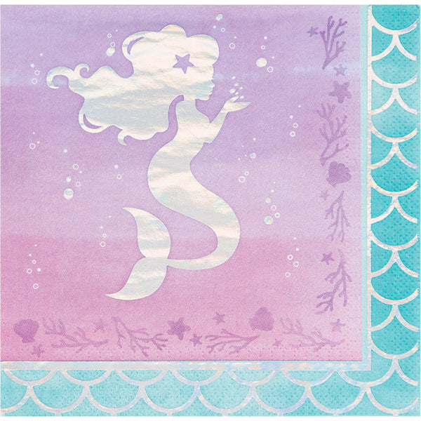 Party Decorations Iridescent Mermaid Party Napkins, 16 ct