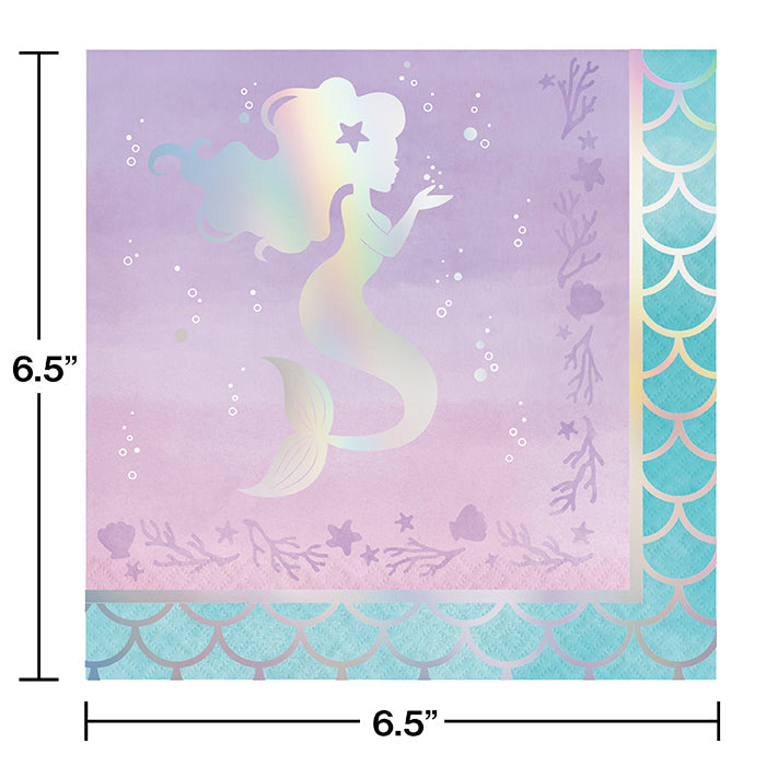 Party Decorations Iridescent Mermaid Party Napkins, 16 ct