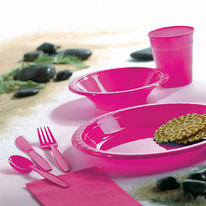 Party Decorations Hot Magenta Pink 16 Oz Plastic Cups, 20 ct