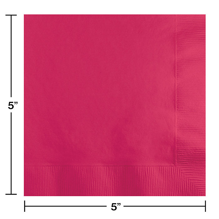 Party Decorations Hot Magenta Beverage Napkin 2Ply, 50 ct