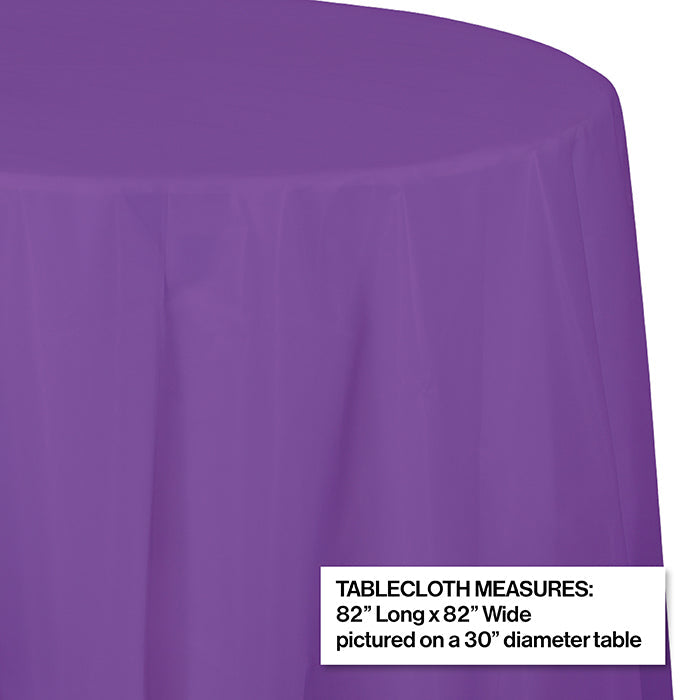 Party Decorations Amethyst Round Plastic Tablecover, 82"