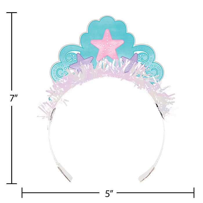 Party Decorations Iridescent Mermaid Party Tiaras, 8 ct