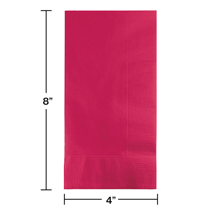 Party Decorations Hot Magenta Dinner Napkins 2Ply 1/8Fld, 50 ct