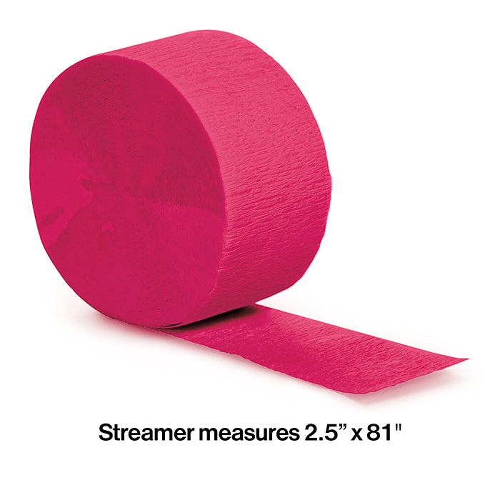 Party Decorations Hot Magenta Crepe Streamers 81'