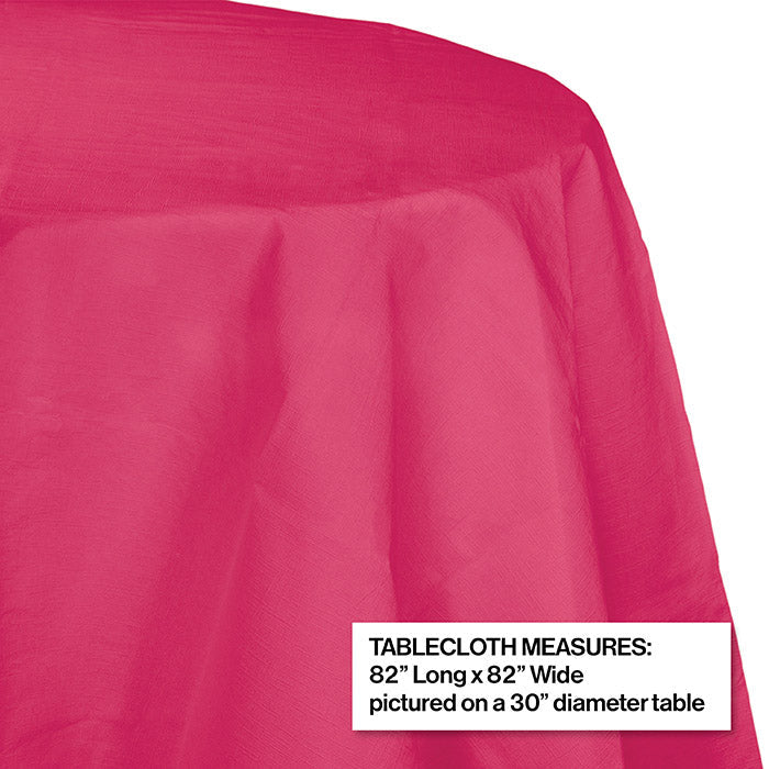 Party Decorations Hot Magenta Round Polylined TIssue Tablecover, 82"