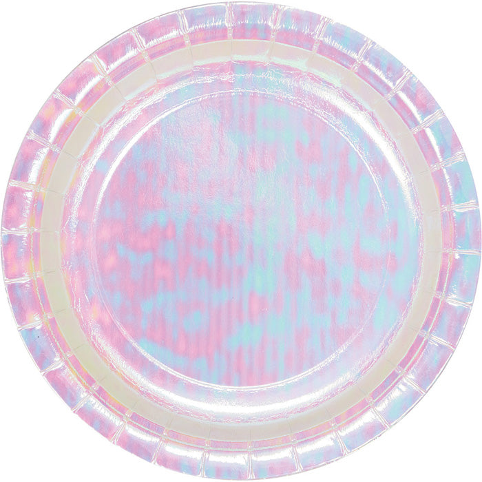 Party Decorations Iridescent Party Paper Dessert Plates, 8 count