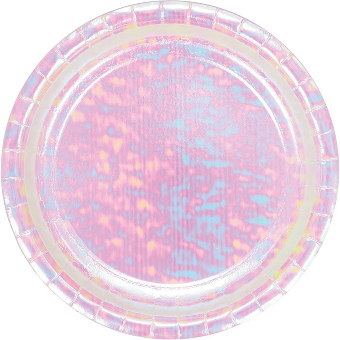 Party Decorations Iridescent Party Paper Plates, 8 count