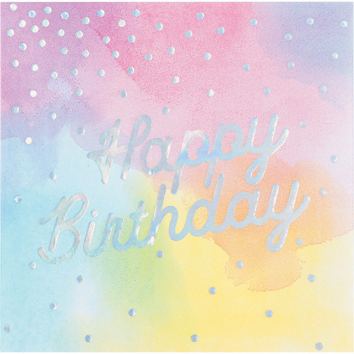 Party Decorations Iridescent Party Happy Birthday Napkins, 16 ct