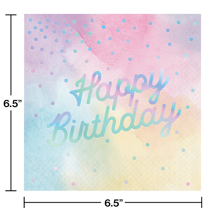 Party Decorations Iridescent Party Happy Birthday Napkins, 16 ct