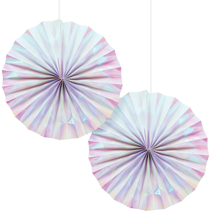 Party Decorations Iridescent Party Paper Fans, 2 ct