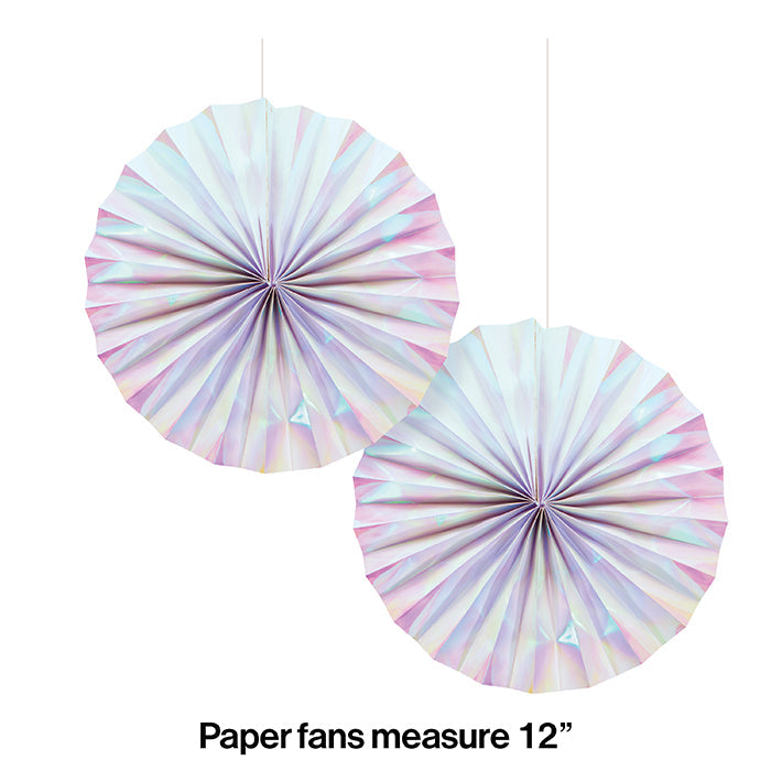 Party Decorations Iridescent Party Paper Fans, 2 ct