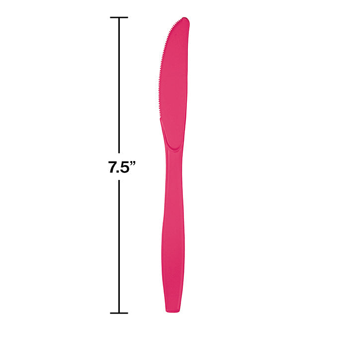 Party Decorations Hot Magenta Pink Plastic Knives, 24 ct