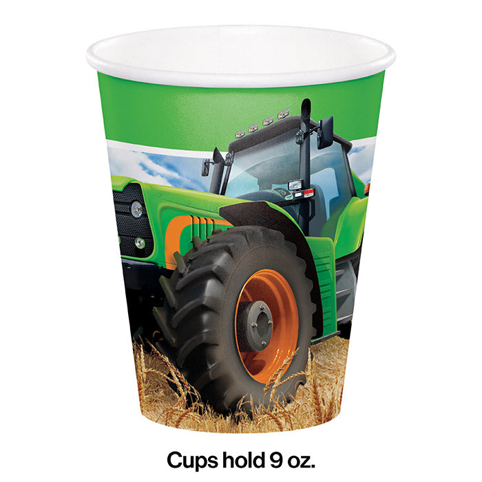 Party Decorations Tractor Time Hot/Cold Paper Paper Cups 9 Oz., 8 ct