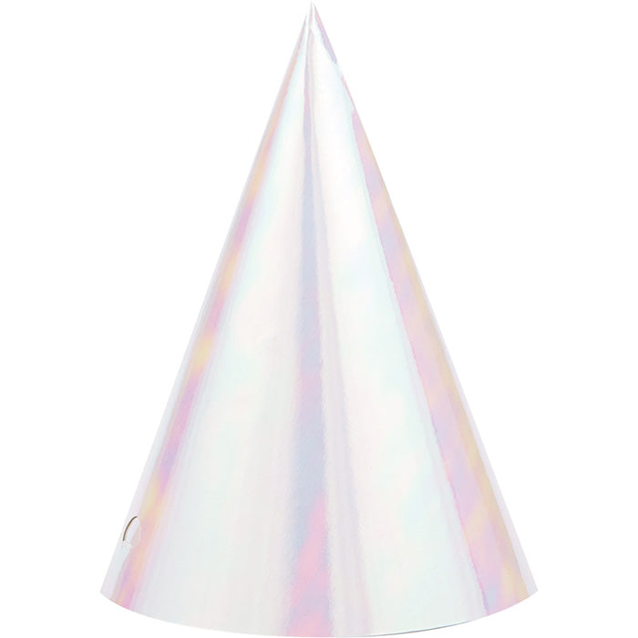 Party Decorations Iridescent Party Party Hats, 8 Count