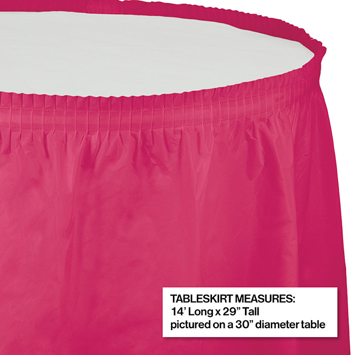 Party Decorations Hot Magenta Plastic Tableskirt, 14' X 29"