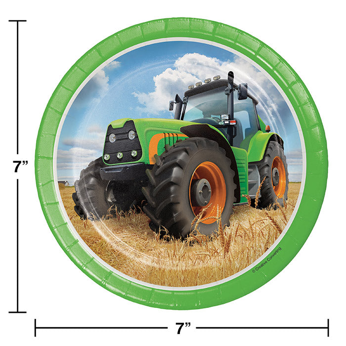 Party Decorations Tractor Time Paper Dessert Plates, 8 count