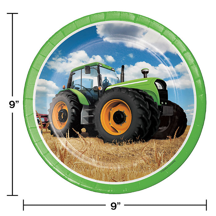 Party Decorations Tractor Time Paper Plates, 8 Count