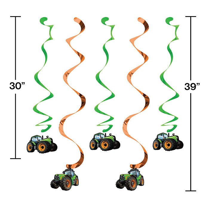 Party Decorations Tractor Time Dizzy Danglers, 5 ct