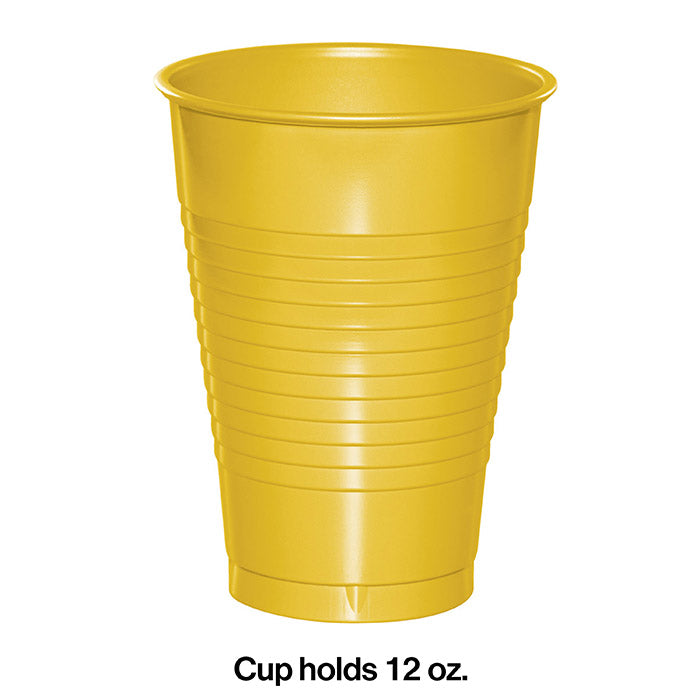 Party Decorations School Bus Yellow 12 Oz Plastic Cups, 20 ct