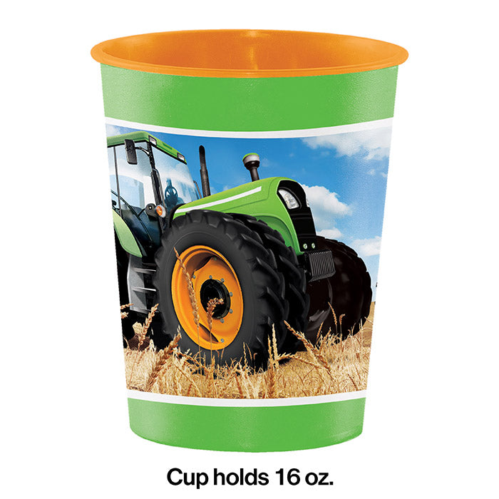 Party Decorations Tractor Time Plastic Keepsake Cup 16 Oz.