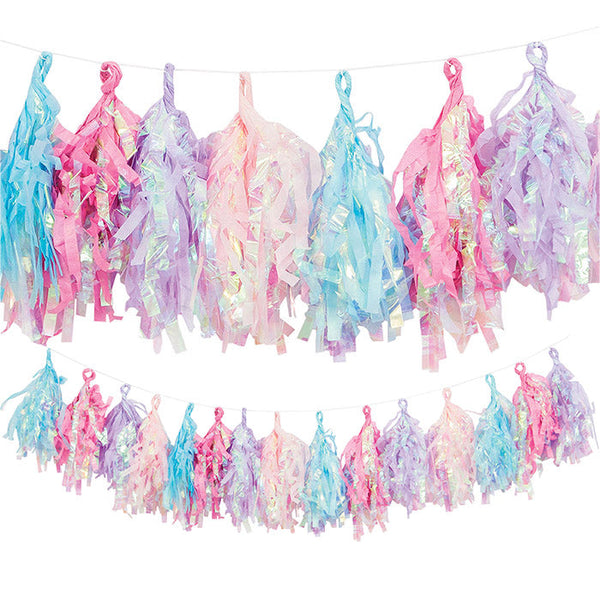 Party Decorations Iridescent Tissue Paper Tassel Garland