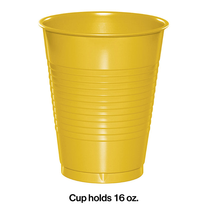 Party Decorations School Bus Yellow 16 Oz Plastic Cups, 20 ct