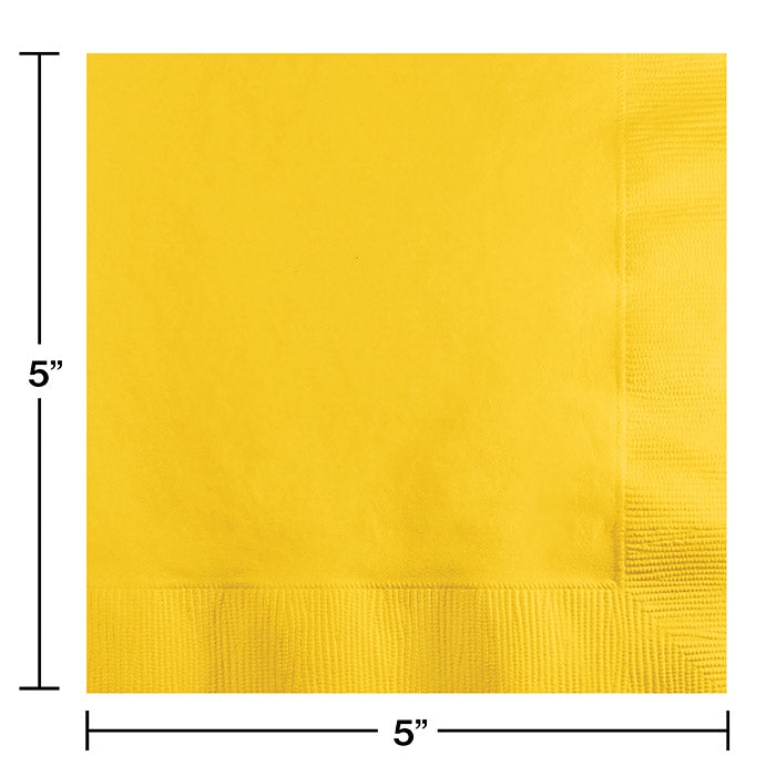 Party Decorations School Bus Yellow Beverage Napkin 2Ply, 50 ct