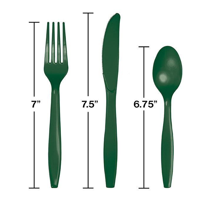 Party Decorations Hunter Green Assorted Plastic Cutlery, 24 ct