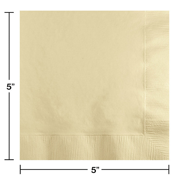 Party Decorations Ivory Beverage Napkin, 3 Ply, 50 ct