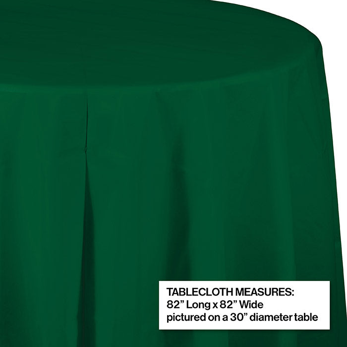 Party Decorations Hunter Green Round Plastic Tablecover, 82"