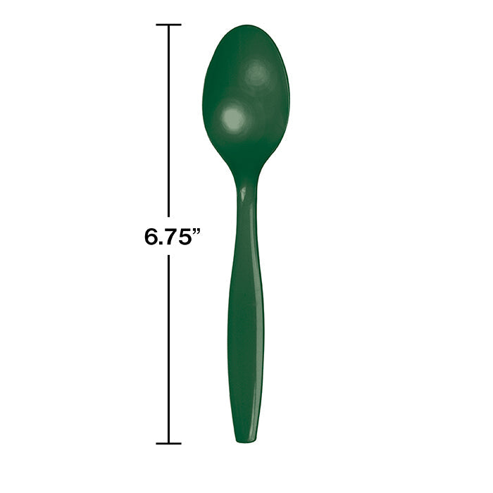 Party Decorations Hunter Green Plastic Spoons, 24 ct