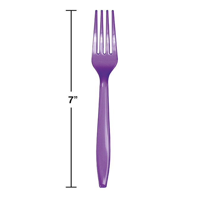 Party Decorations Amethyst Purple Plastic Forks, 24 ct