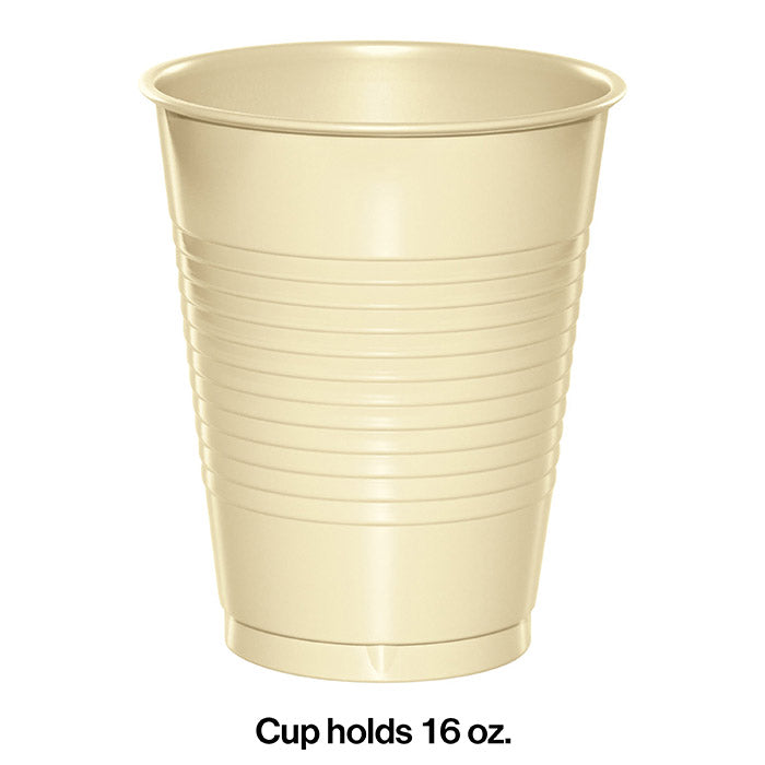 Party Decorations Ivory Plastic 16 Oz Cups, 20 ct