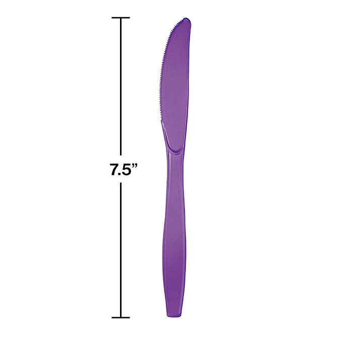 Party Decorations Amethyst Purple Plastic Knives, 24 ct