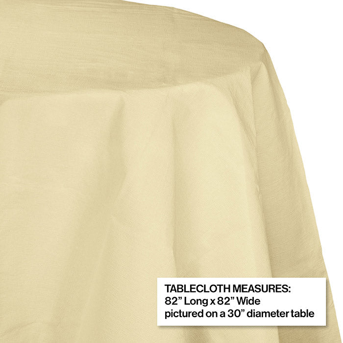 Party Decorations Ivory Round Polylined TIssue Tablecover, 82"