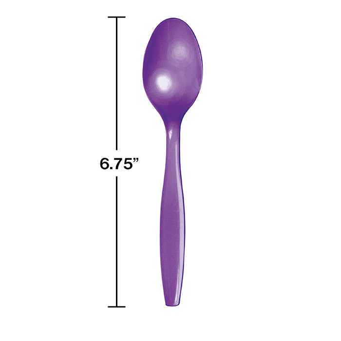 Party Decorations Amethyst Purple Plastic Spoons, 24 ct