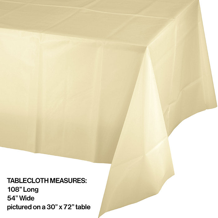 Party Decorations Ivory Tablecover Plastic 54" X 108"