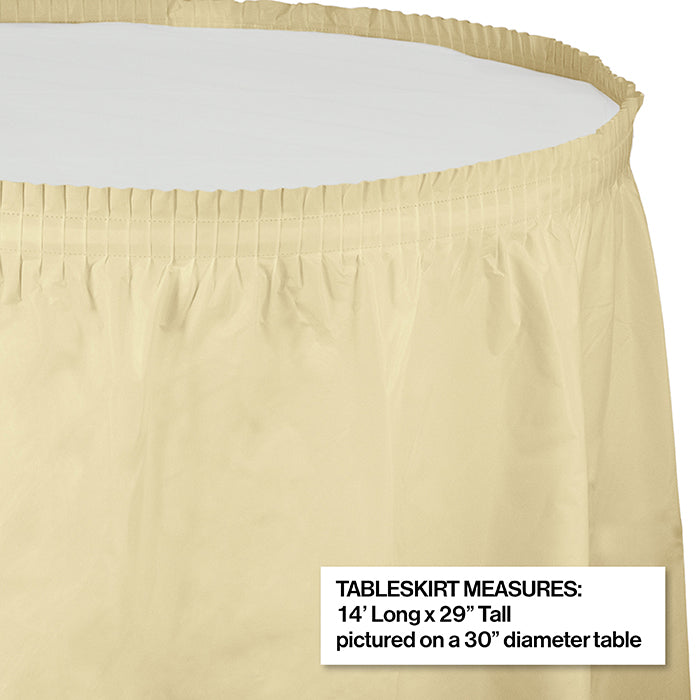 Party Decorations Ivory Plastic Tableskirt, 14' X 29"