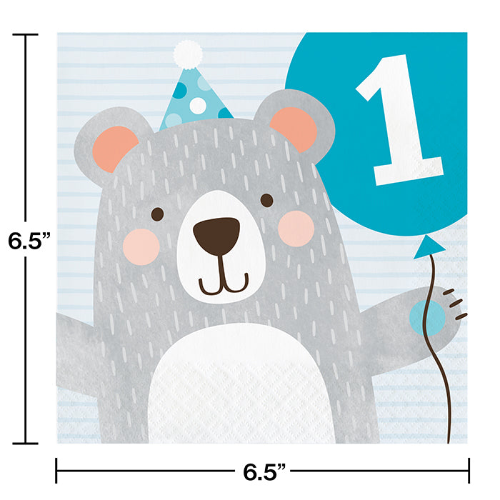 Party Decorations Birthday Bear Party 1st Birthday Napkins, 16 ct